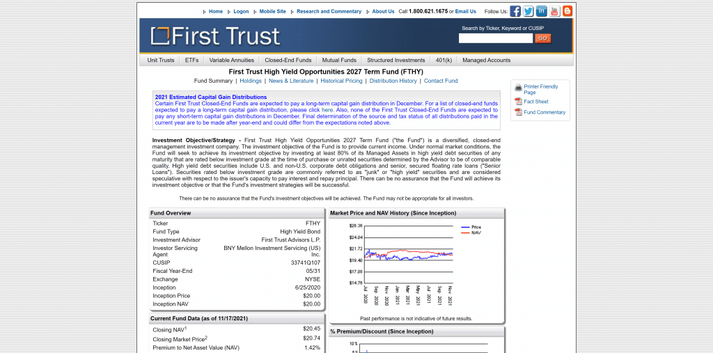 First Trust High Yield Opportunities 2027 Term Fund