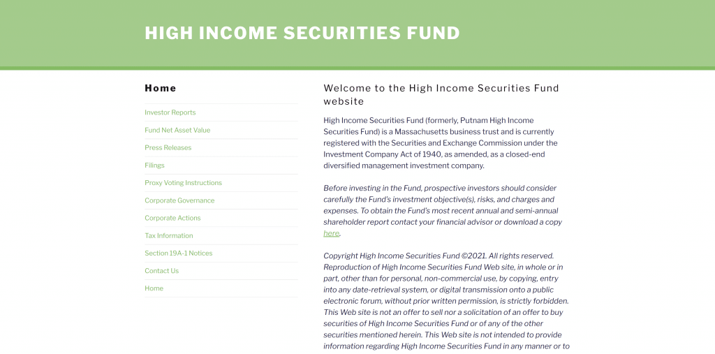 High Income Securities Fund