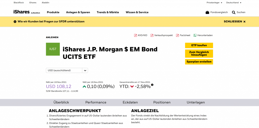 iShares J.P. Morgan $ EM Bond UCITS ETF