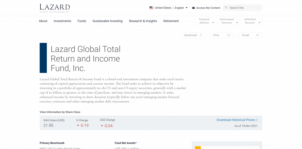 Lazard Global Total Return and Income Fund, Inc.